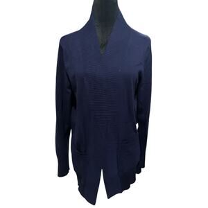 AAMILIFE Navy Blue Open-Front Cardigan Sweater – Size Large – Preowned